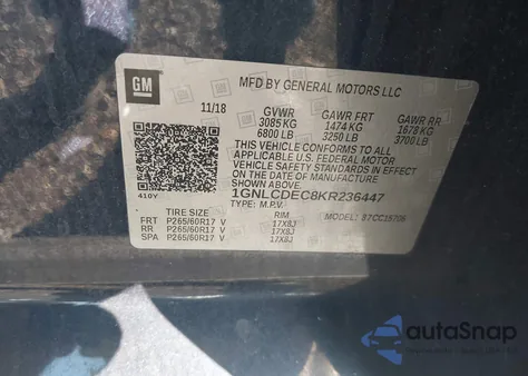 2019 Chevrolet Tahoe Commercial Fleet from USA, damaged, VIN 1GNLCDEC8KR23644